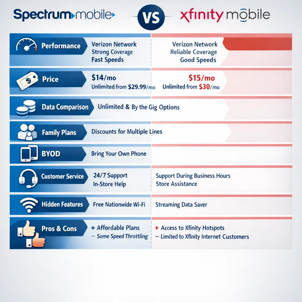 Spectrum Mobile vs Xfinity Mobile