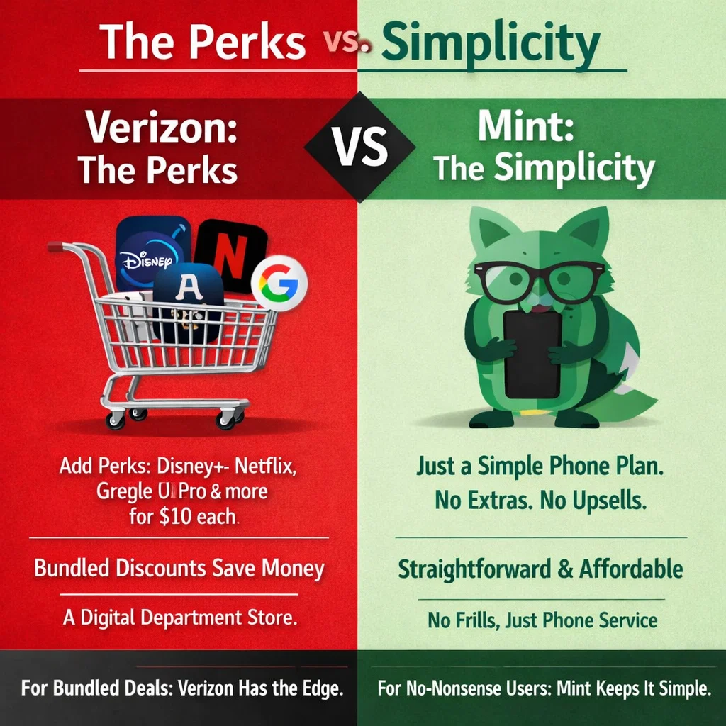 The Perks vs. Simplicity Mint Mobile vs Verizon