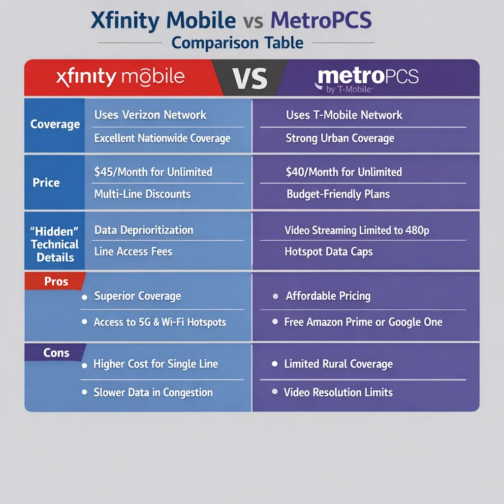 Xfinity Mobile vs MetroPCS