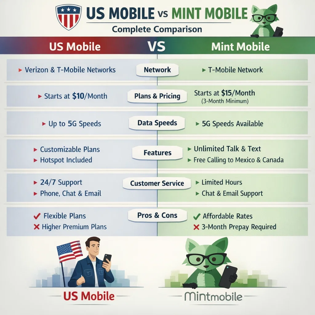 US Mobile vs Mint Mobile US Mobile vs Mint Mobile