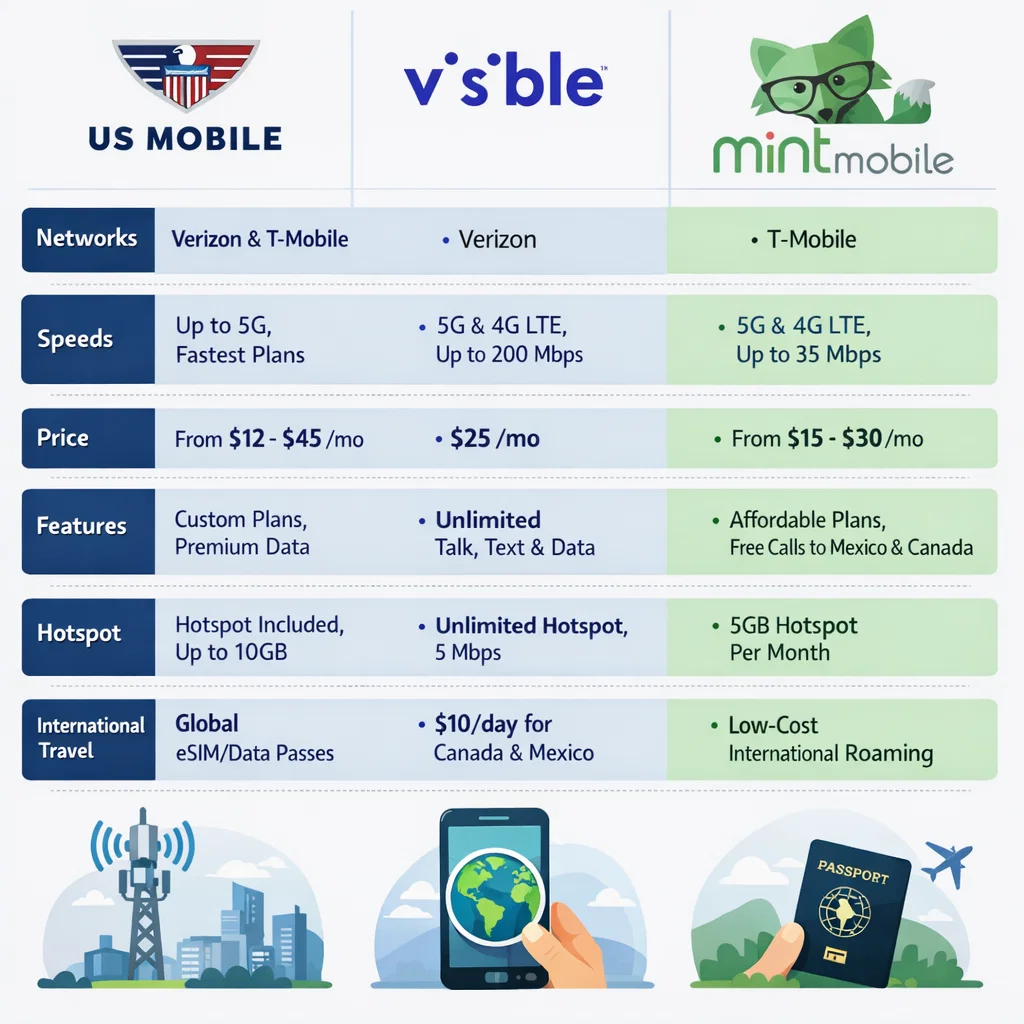 US Mobile vs Visible vs Mint US Mobile vs Visible vs Mint