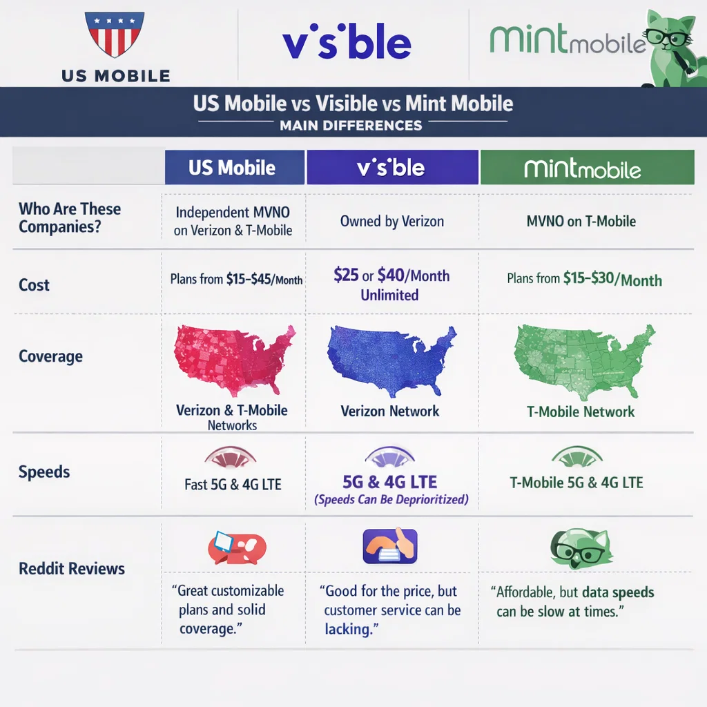 Us Mobile vs Visible vs Mint Mobile