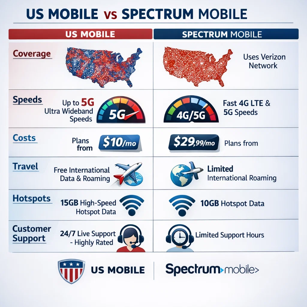 US Mobile vs Spectrum Mobile